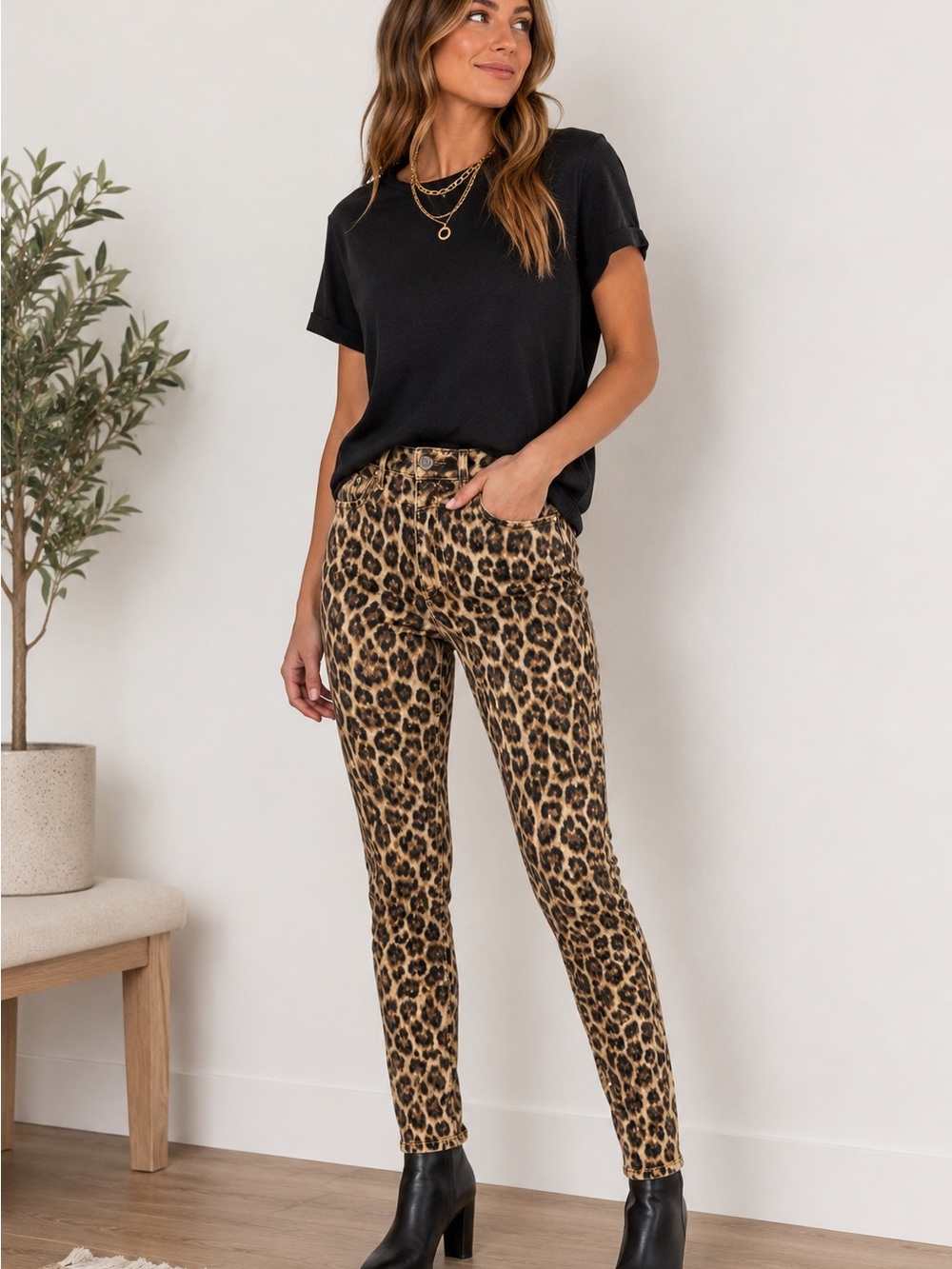 Judy Blue Leopard Print Skinny Jeans Women’s Size 27 High Rise Stretch Denim